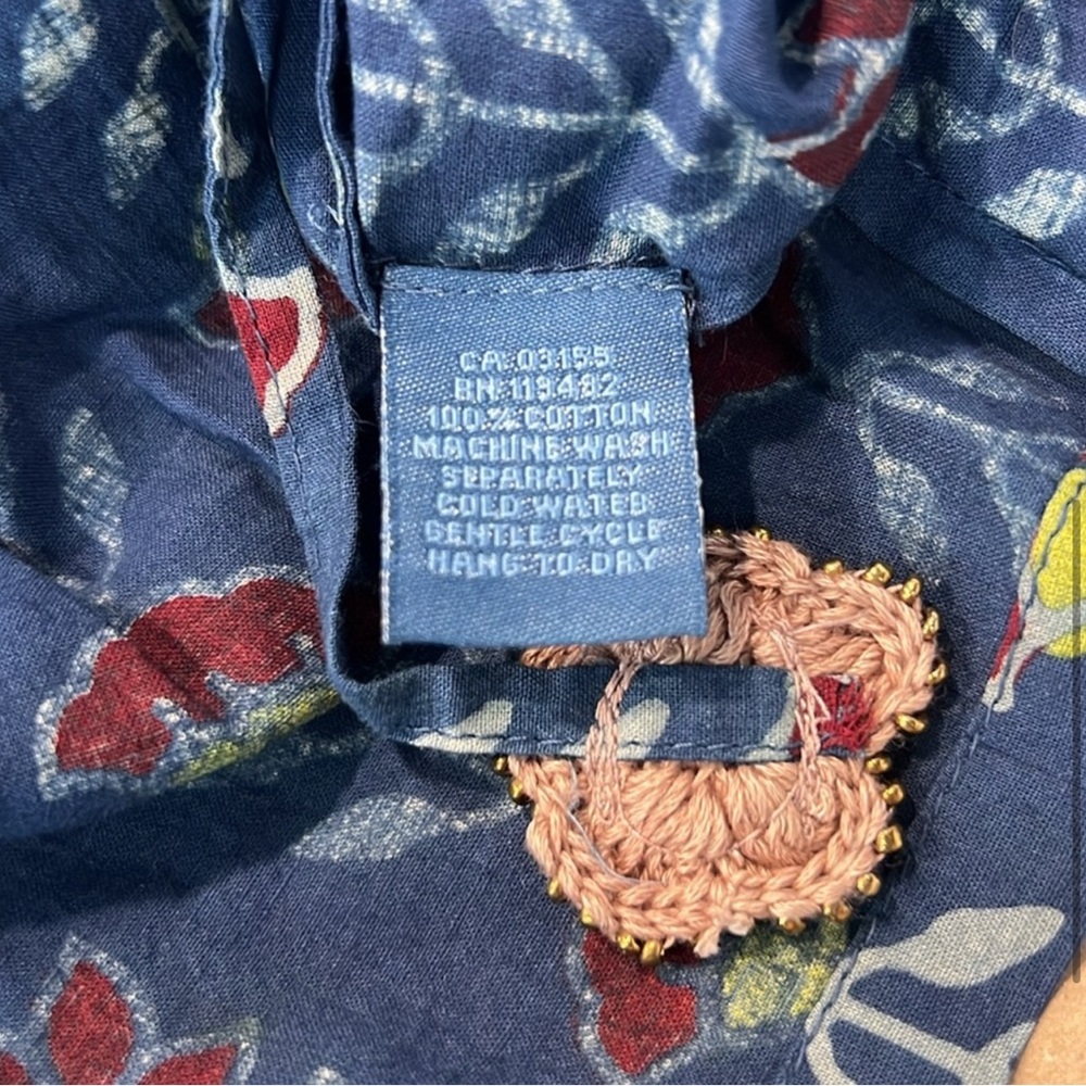 April Cornell Indigo Folk Art Vest Floral Front Tie NEW 1X - Picture 5 of 7